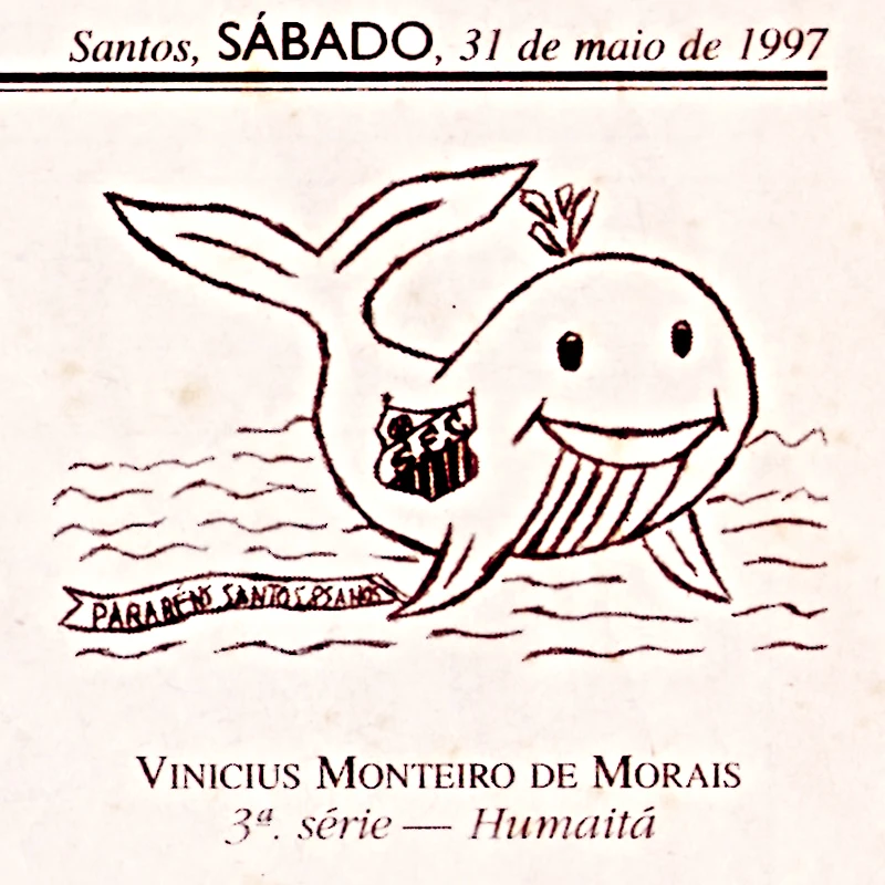 Desenho original de uma baleia, publicado em A Tribuninha em 1997